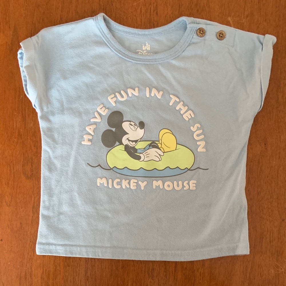 🍓3/$10 Disney Blue Mickey Mouse Fun Tee size 12-18m